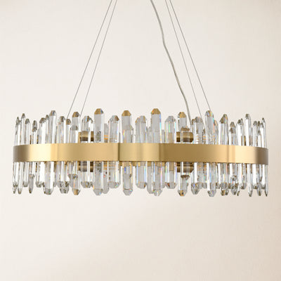 Stellara Crystal Strip Round Halo Chandelier 81cm D