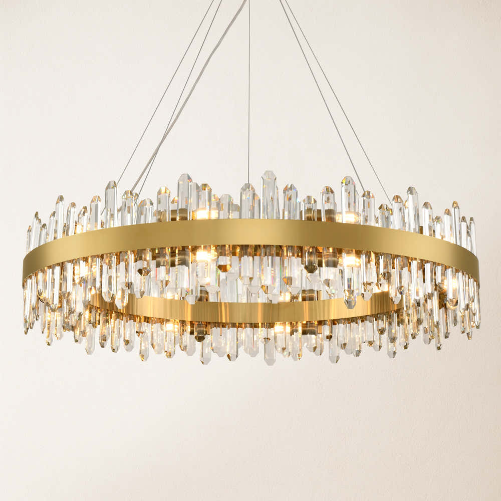 Stellara Crystal Strip Round Halo Chandelier 102cm D