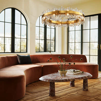 Stellara Crystal Strip Round Halo Chandelier 102cm D