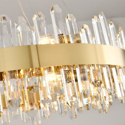 Stellara Crystal Strip Round Halo Chandelier 102cm D