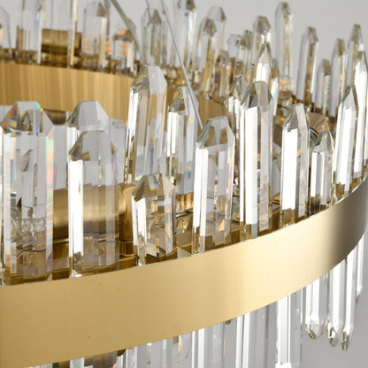 Stellara Crystal Strip Round Halo Chandelier 102cm D