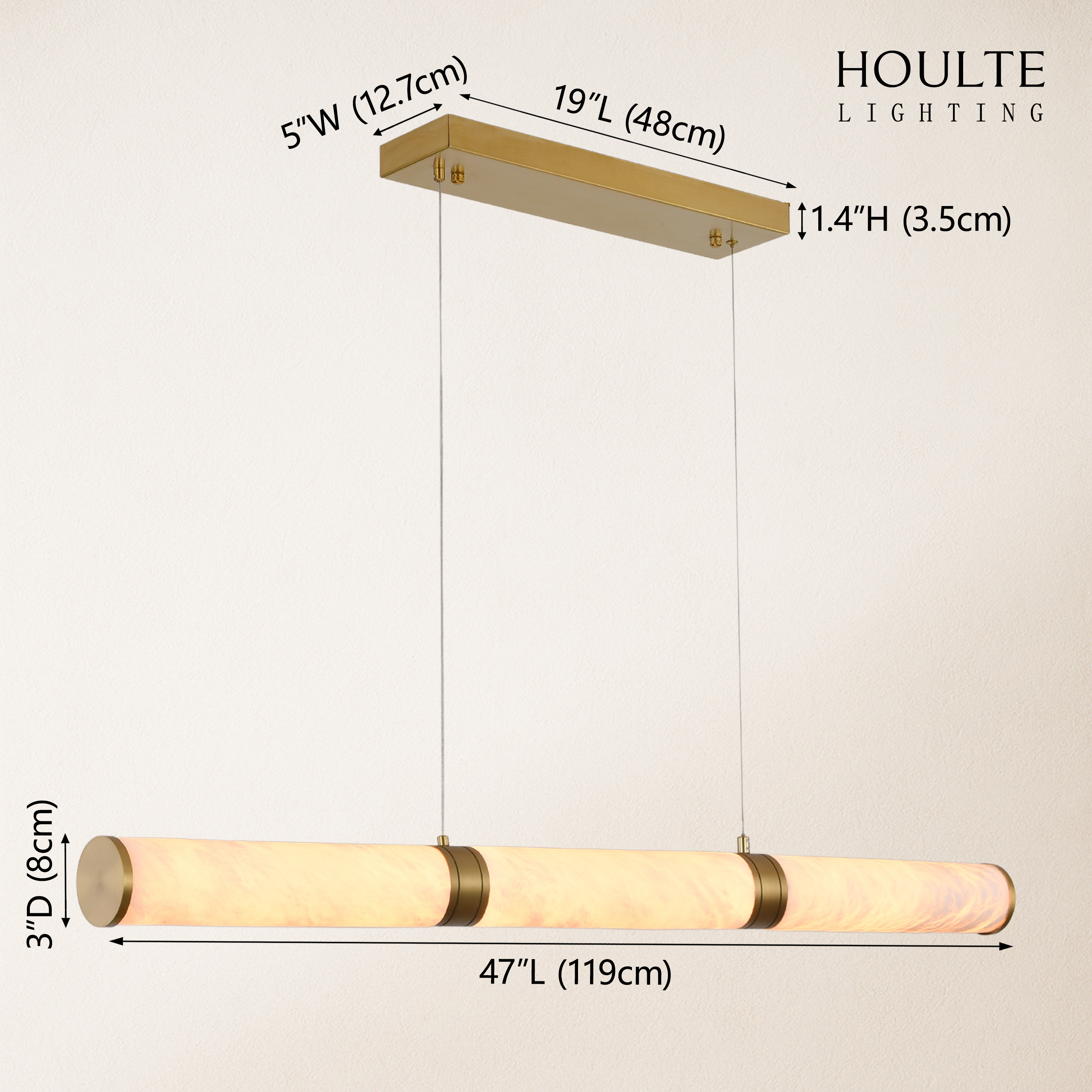 Sylvia Alabaster Rectangular Chandelier 47"