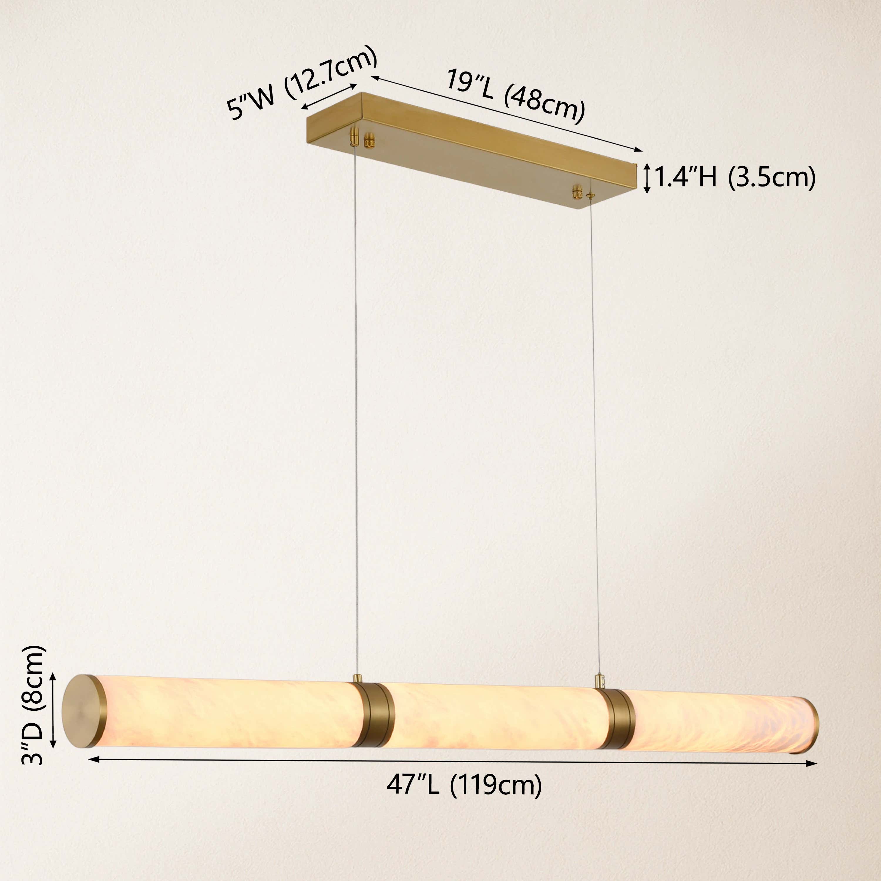 Sylvia Alabaster Linear Chandelier 47"