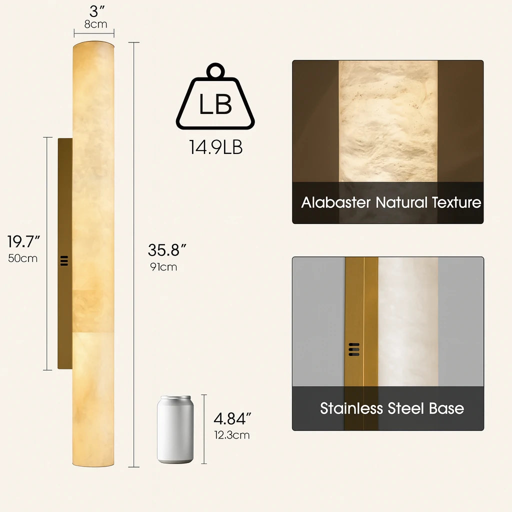 Sylvia Palladian Alabaster Wall Sconce 91cm H