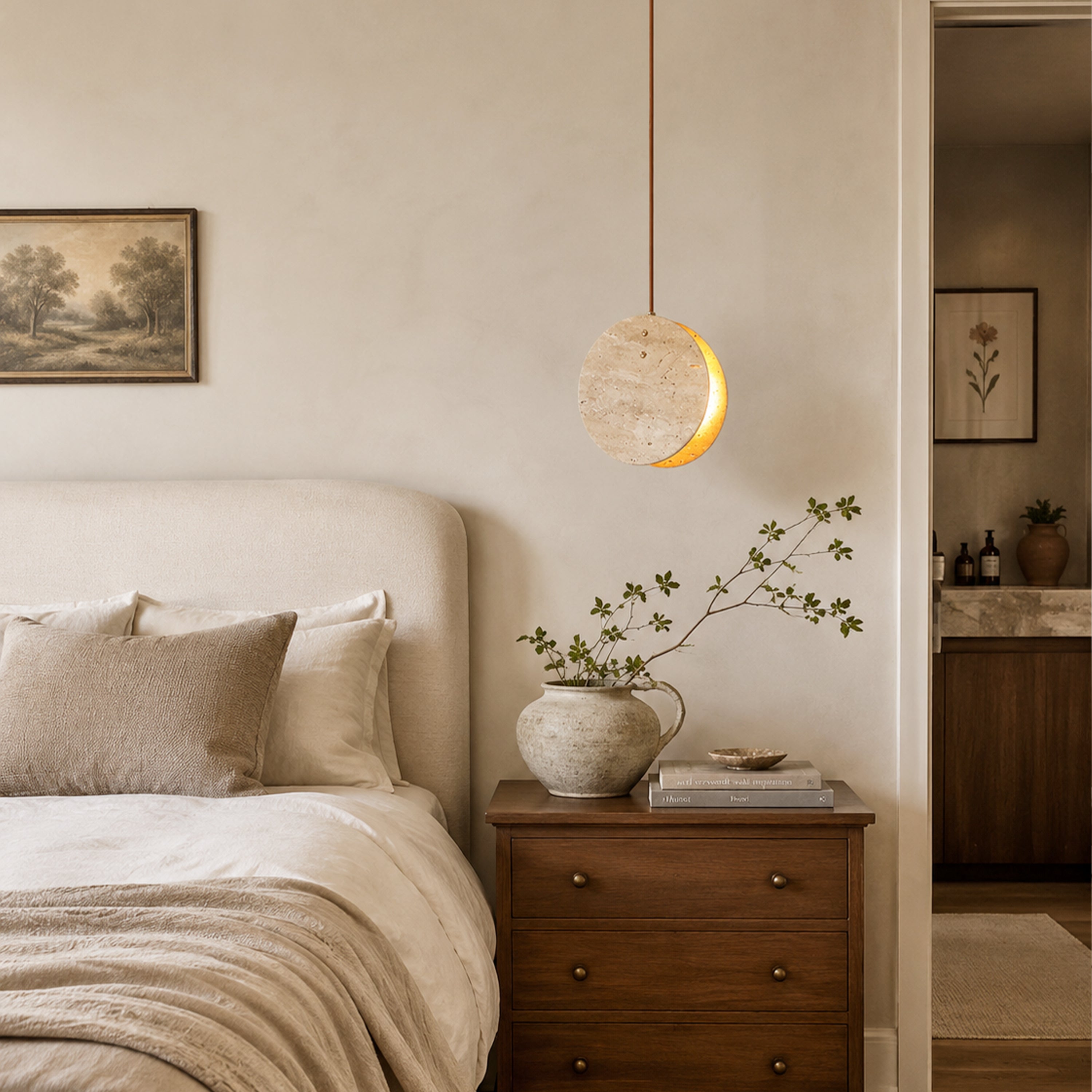 Xaloria Travertine Disc Pendant Light