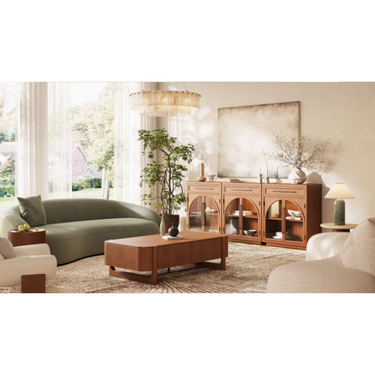 Alvar Arched 62.9" Oak Sideboard with Drawers(Set of 2)