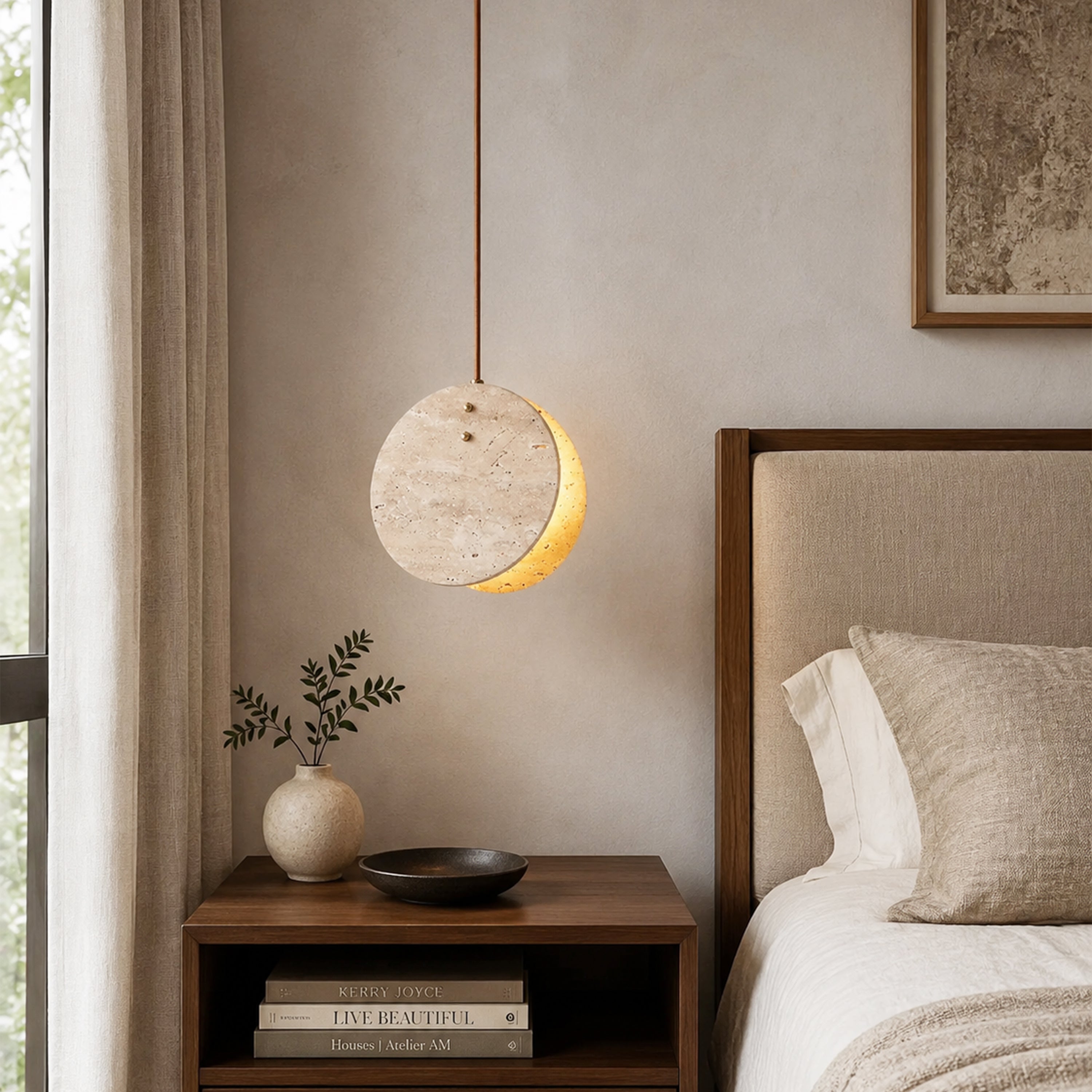 Xaloria Travertine Disc Pendant Light