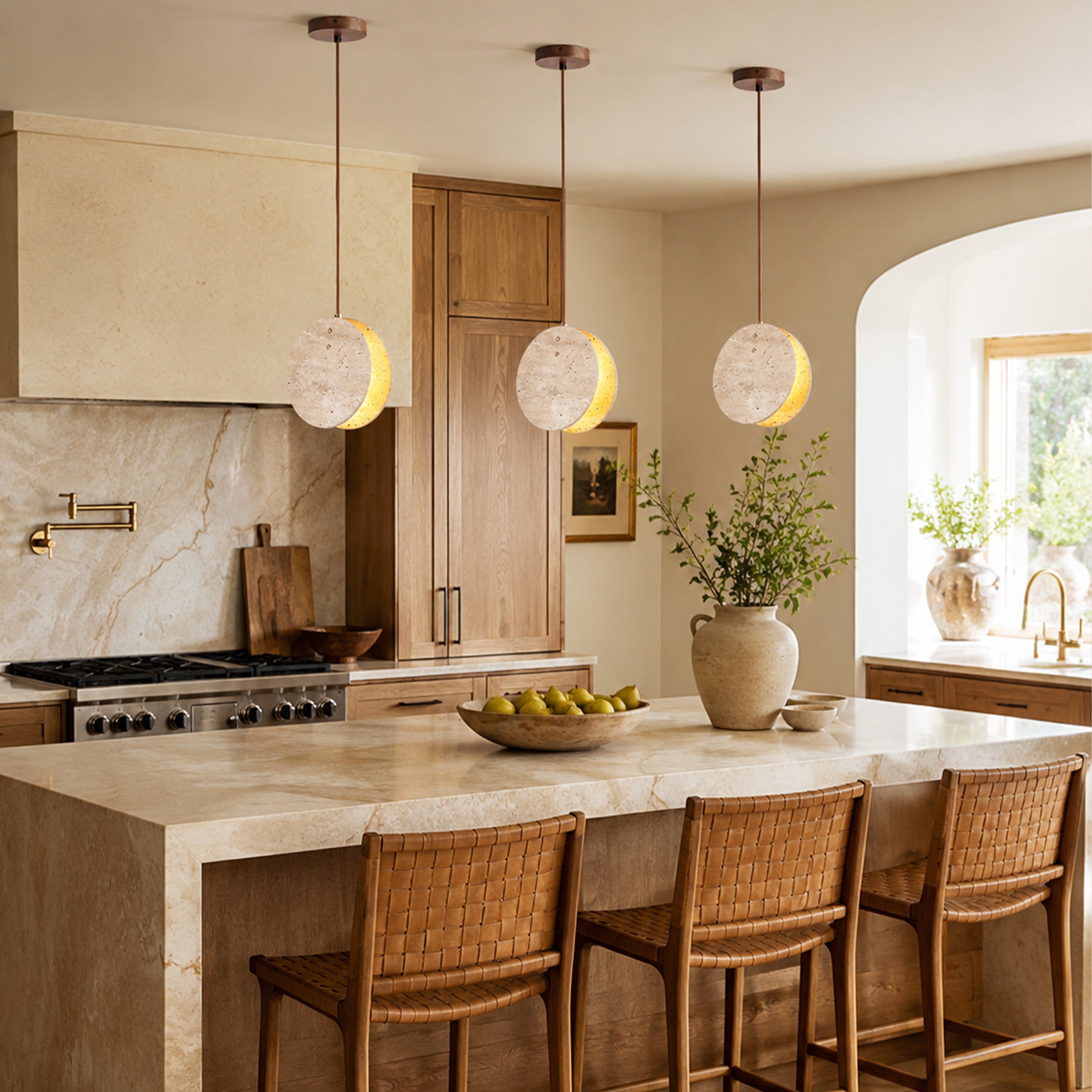 Xaloria Travertine Disc Pendant Light