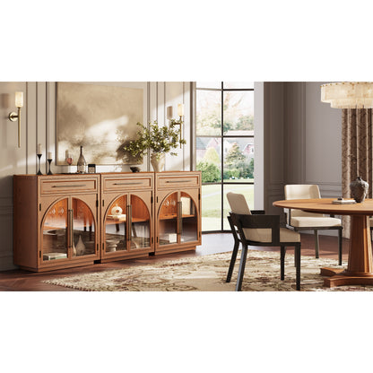 Alvar Arched 94.5" Oak Sideboard with Drawers(Set of 3)