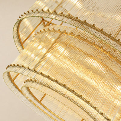 Solvayne Ribbed Glass Tiered Chandelier 48"D