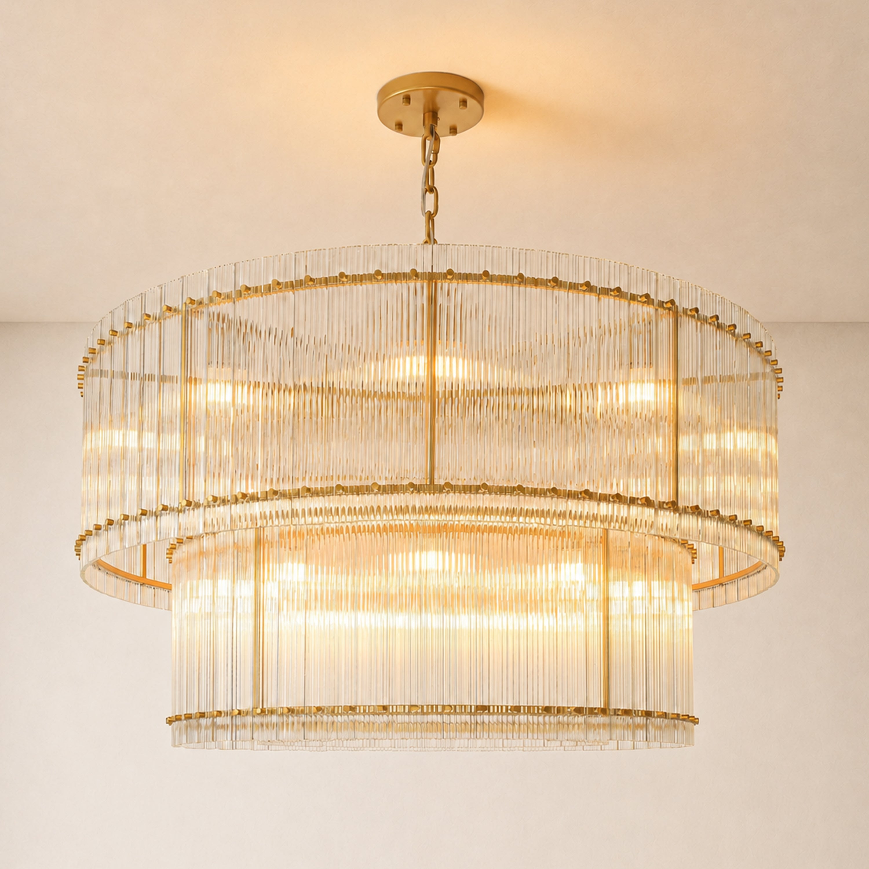 Solvayne Ribbed Glass Tiered Chandelier 48