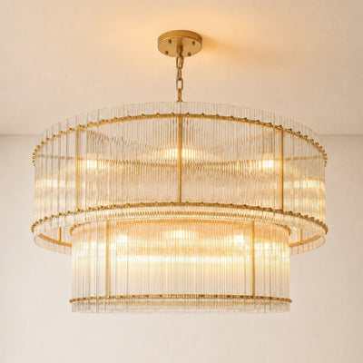 Solvayne Ribbed Glass Tiered Chandelier 48"D