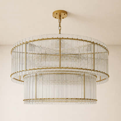 Solvayne Ribbed Glass Tiered Chandelier 48"