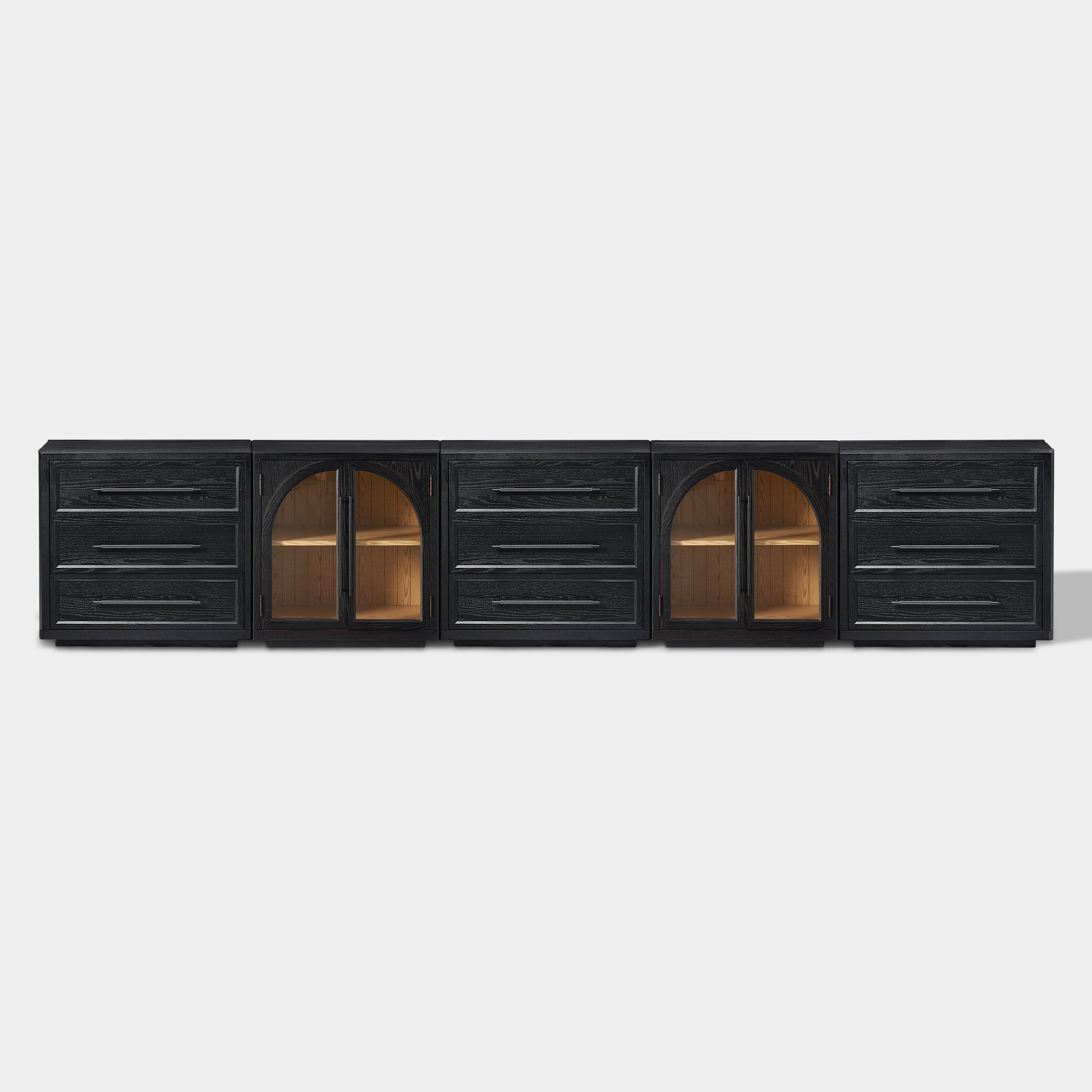 Alvar Arched 157.5″ Oak Modular Media Console(Set of 5)