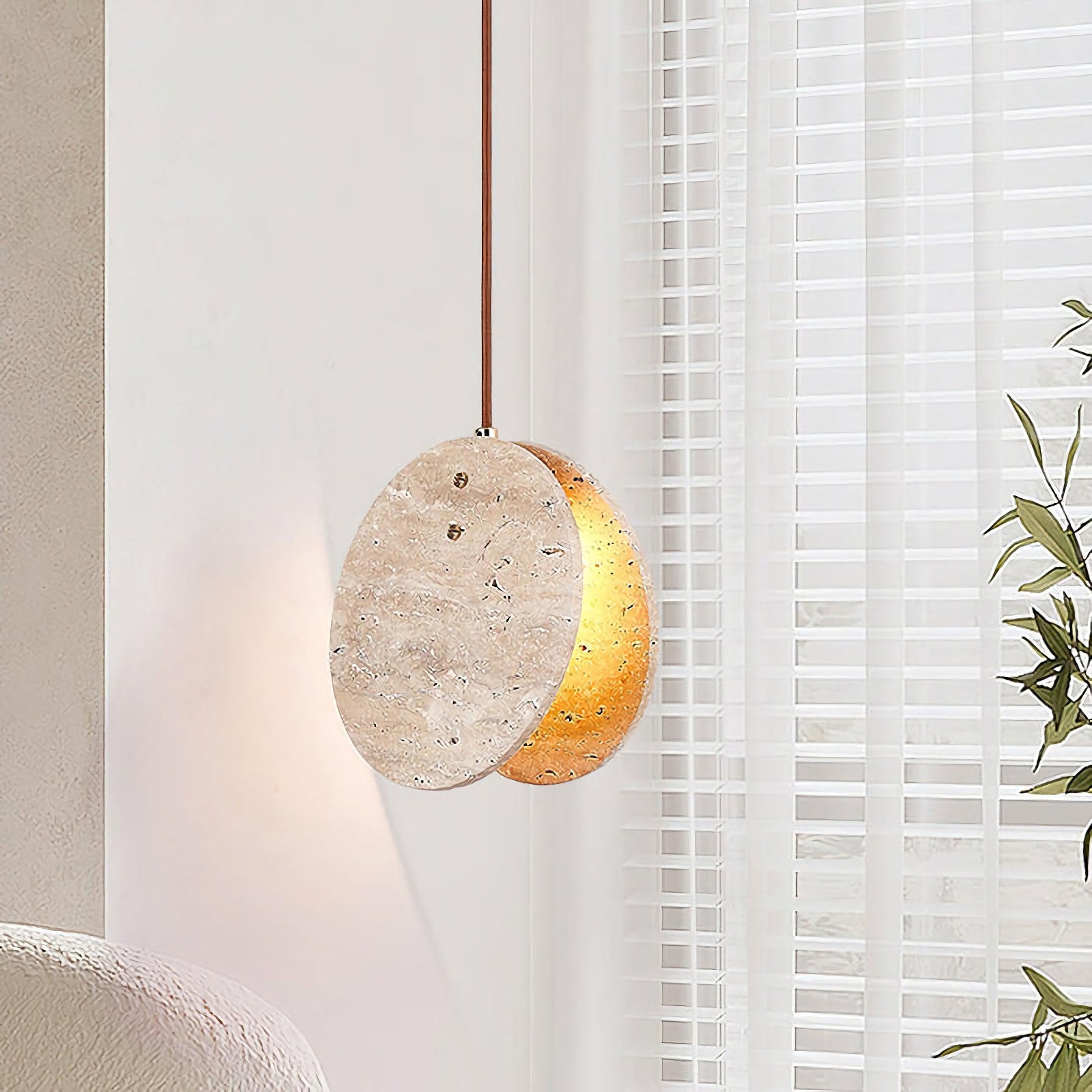 Xaloria Travertine Disc Pendant Light