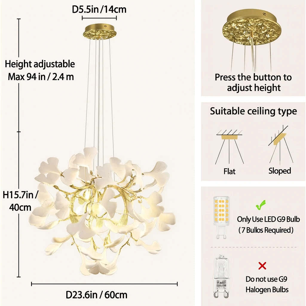 Twilight Branches Ceramic Glow Round Chandelier 60cm D