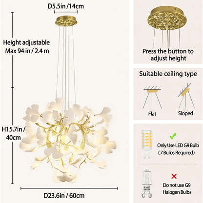 Twilight Branches Ceramic Glow Round Chandelier 60cm D