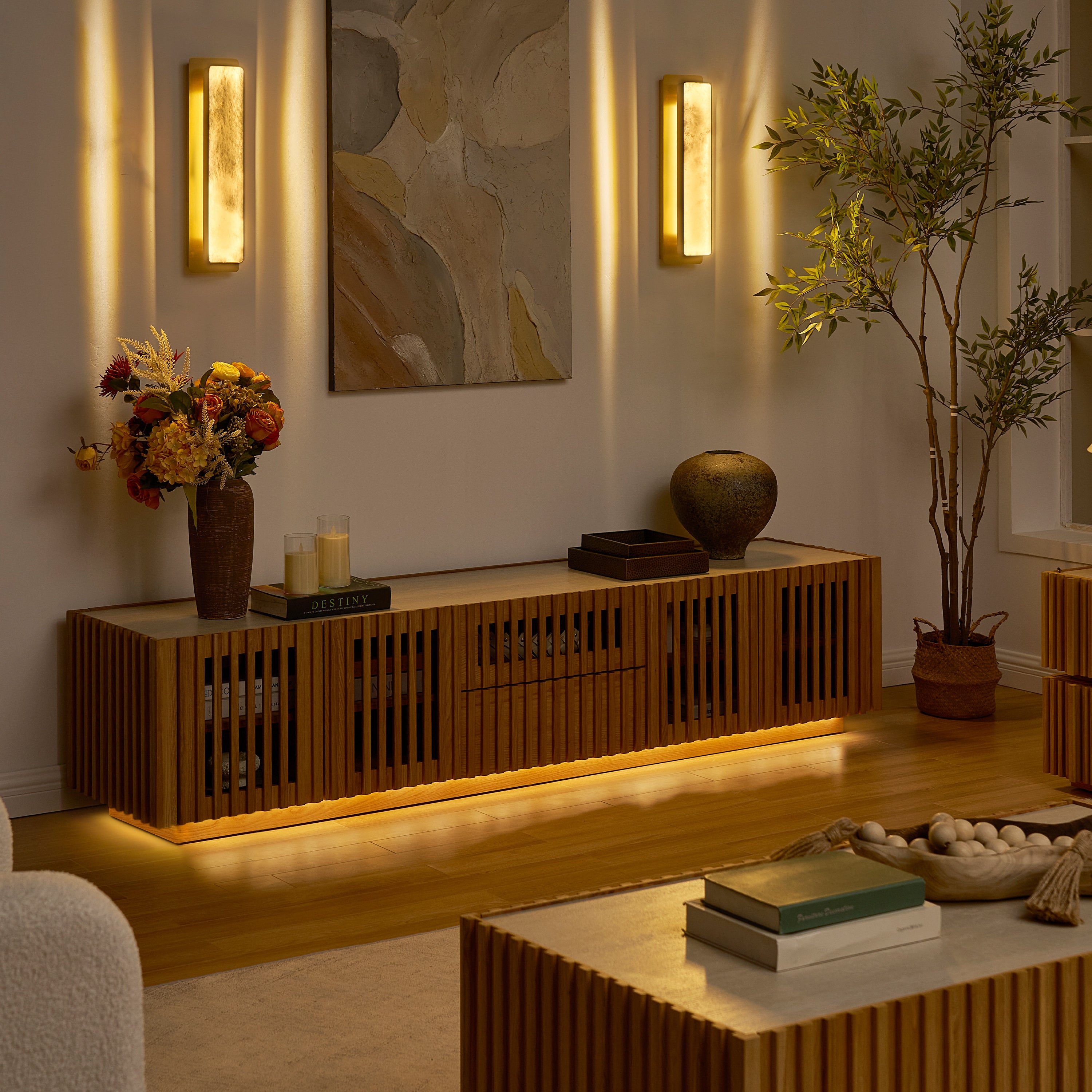 Isla Oak Sintered Stone Rectangle Coffee Table 120cm