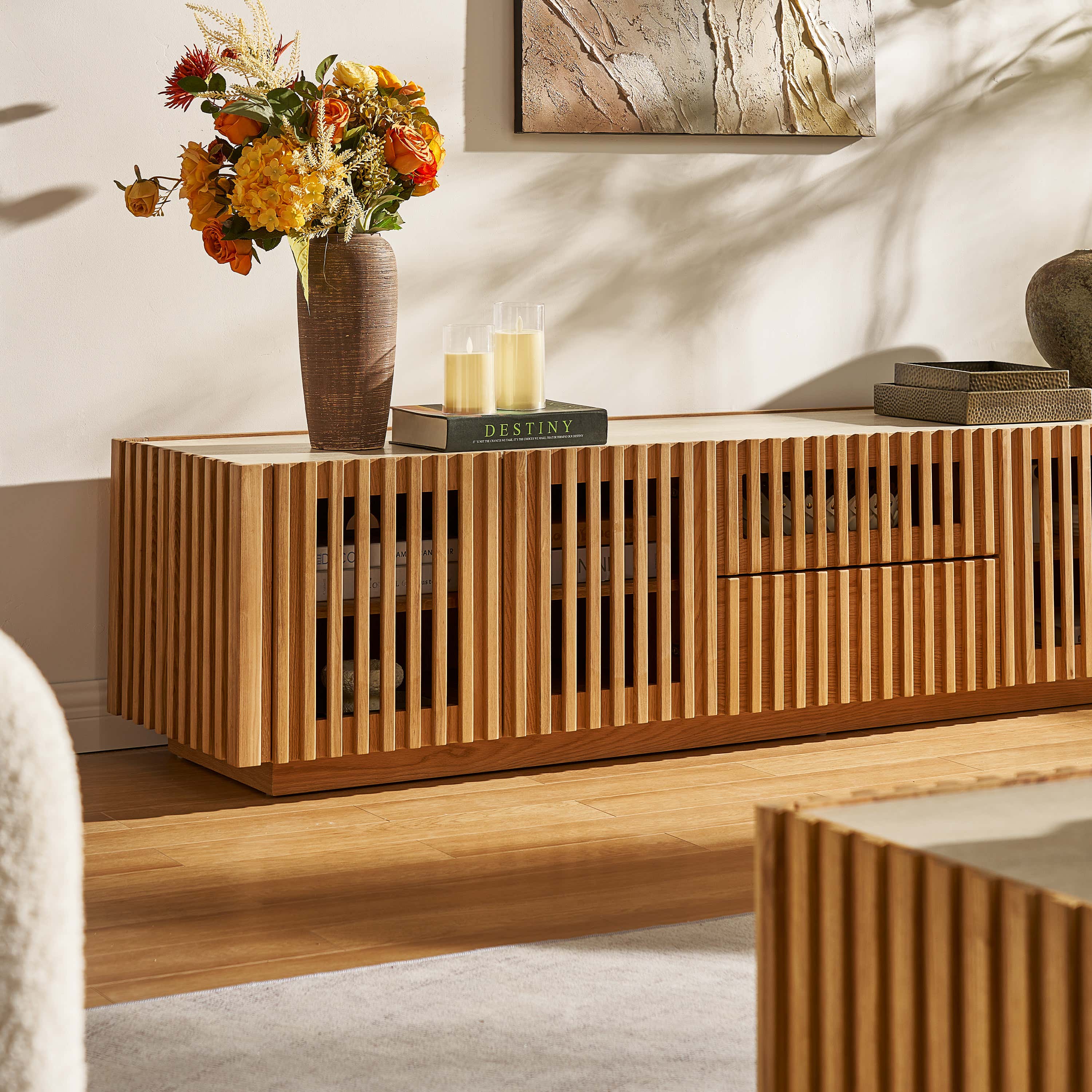 Isla Oak Sintered Stone Rectangle Coffee Table 120cm