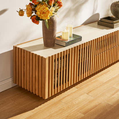Isla Oak Sintered Stone Media Console 80"