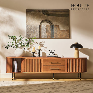 Ewan Oak Extendable Media Console 78.74" to 110.24"