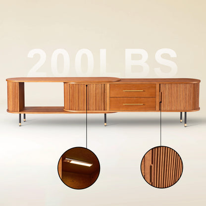 Ewan Oak Extendable Media Console 78.74" to 110.24"