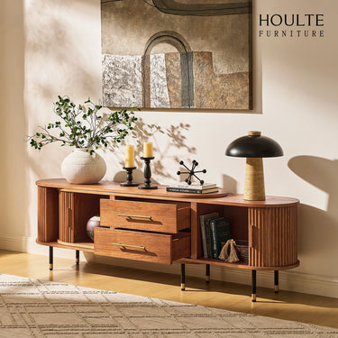 Ewan Oak Extendable Media Console 78.74" to 110.24"