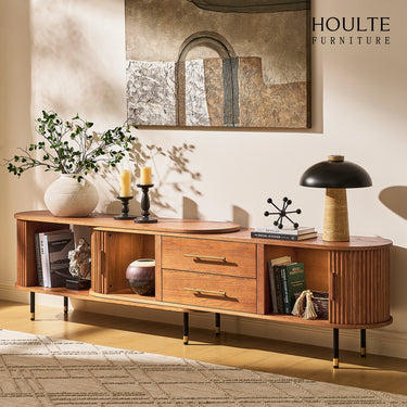Ewan Oak Extendable Media Console 78.74" to 110.24"