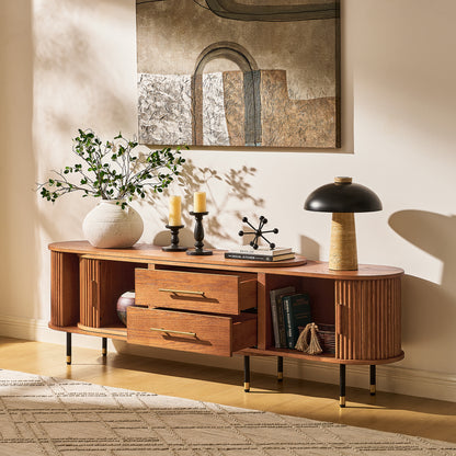Ewan Oak Extendable Media Console 78.74" to 110.24"