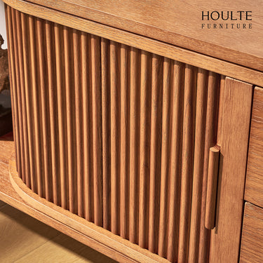 Ewan Oak Extendable Media Console 78.74" to 110.24"