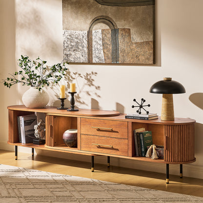Ewan Oak Extendable Media Console 78.74" to 110.24"