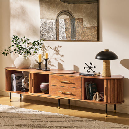 Ewan Oak Extendable Media Console 78.74" to 110.24"