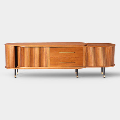 Ewan Oak Extendable Media Console 78.74" to 110.24"