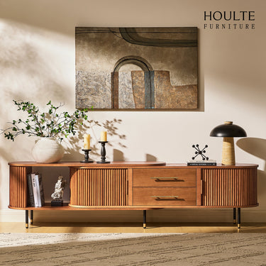 Ewan Oak Extendable Media Console 78.74" to 110.24"