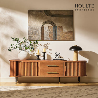 Ewan Oak Extendable Media Console 78.74" to 110.24"