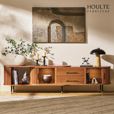 Ewan Oak Extendable Media Console 78.74" to 110.24"