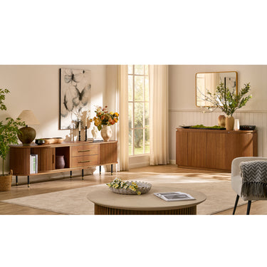 Ewan Oak Extendable Media Console 78.74" to 110.24"
