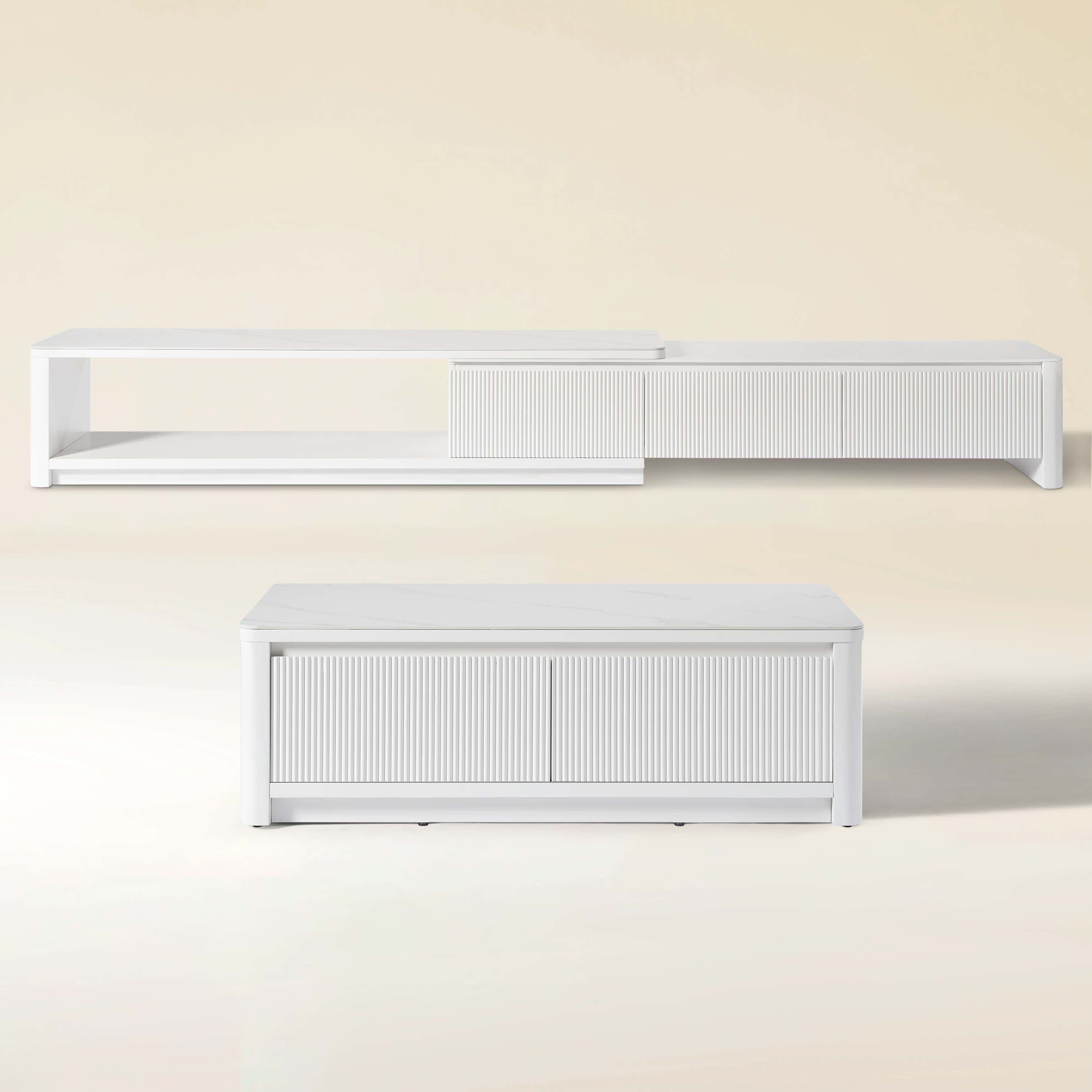 Celia Burnt Stone Media Console And Coffee Table Set