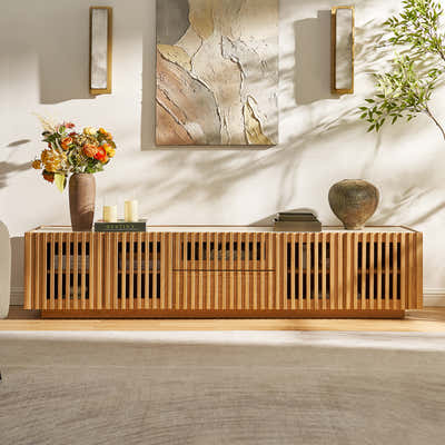 Isla Oak Sintered Stone Media Console 80"
