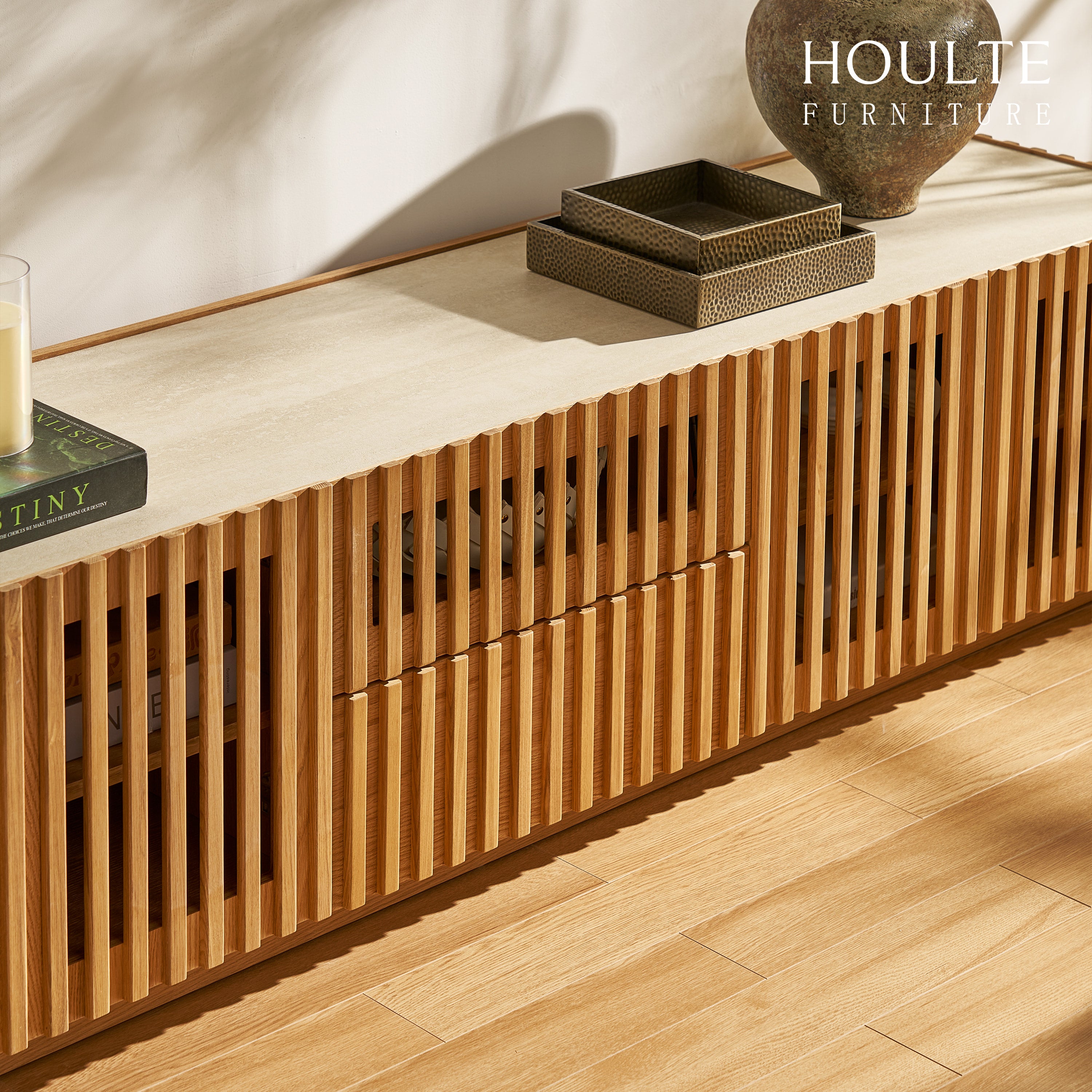 Isla Oak Sintered Stone Media Console 80"