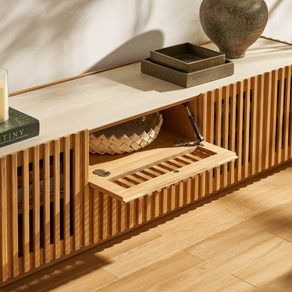 Isla Oak Media Console And Coffee Table Set