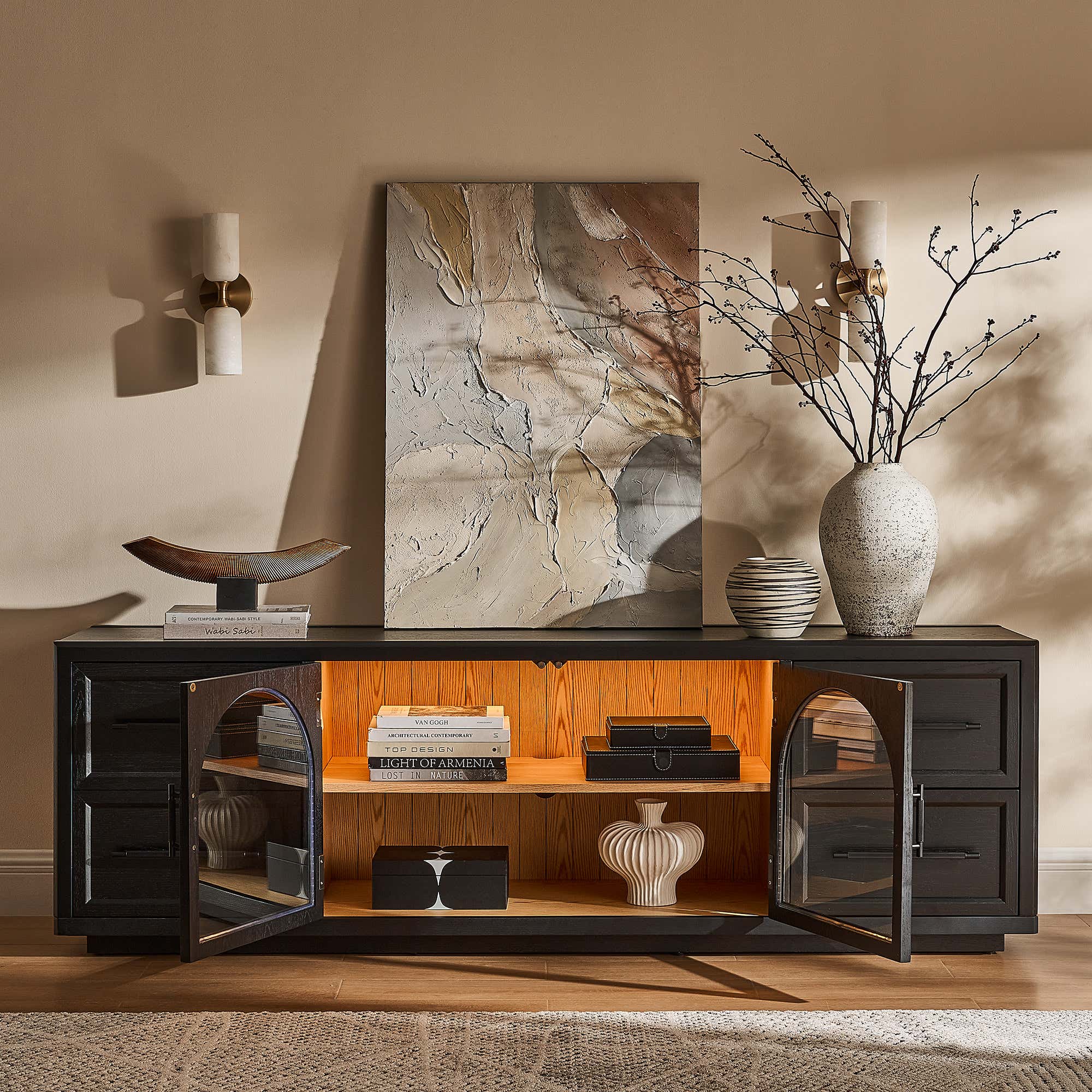 Alvar Oak Media Console 80"W
