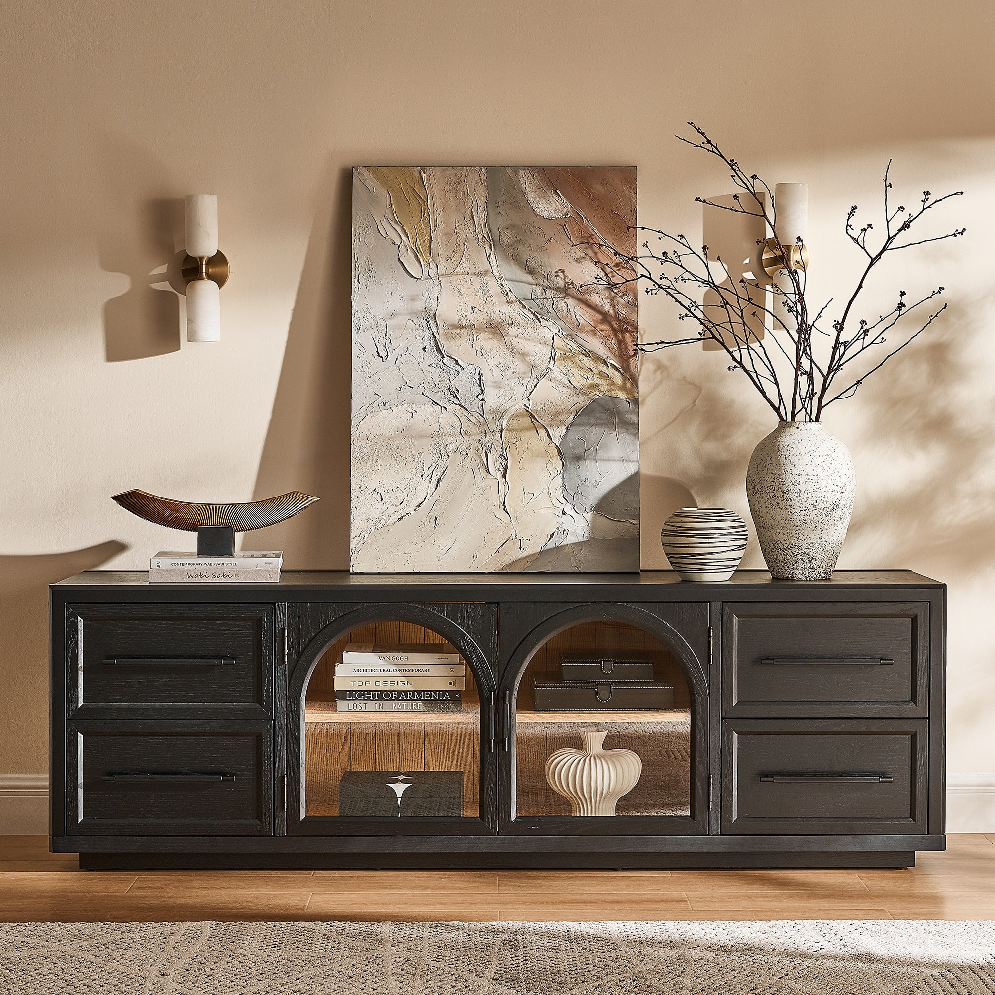Alvar Oak Media Console 80"W