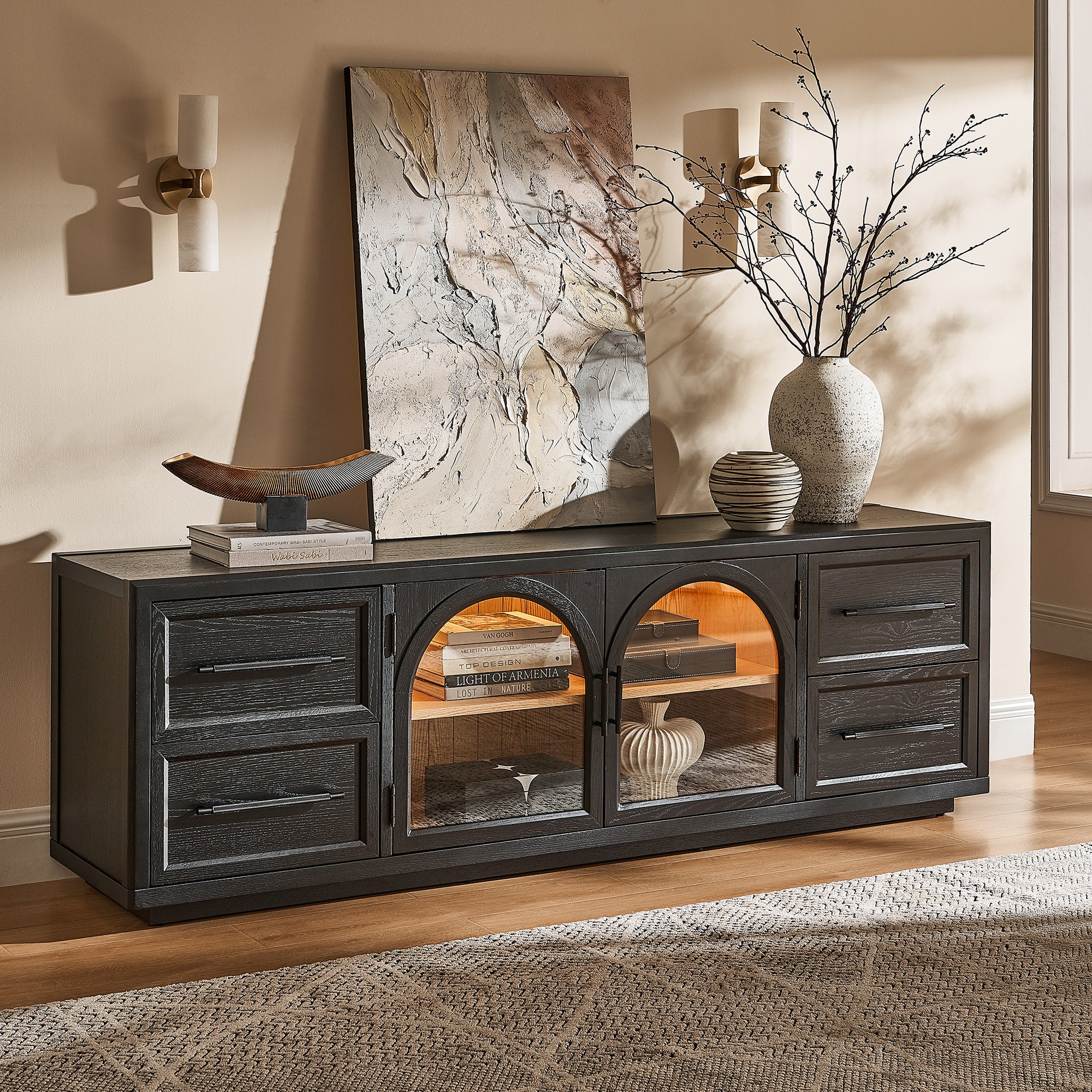 Alvar Oak Media Console 80"W