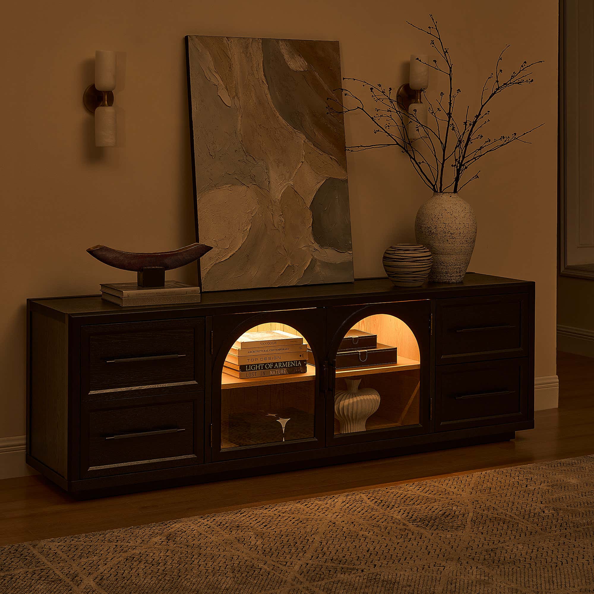 Alvar Oak Media Console 80"W