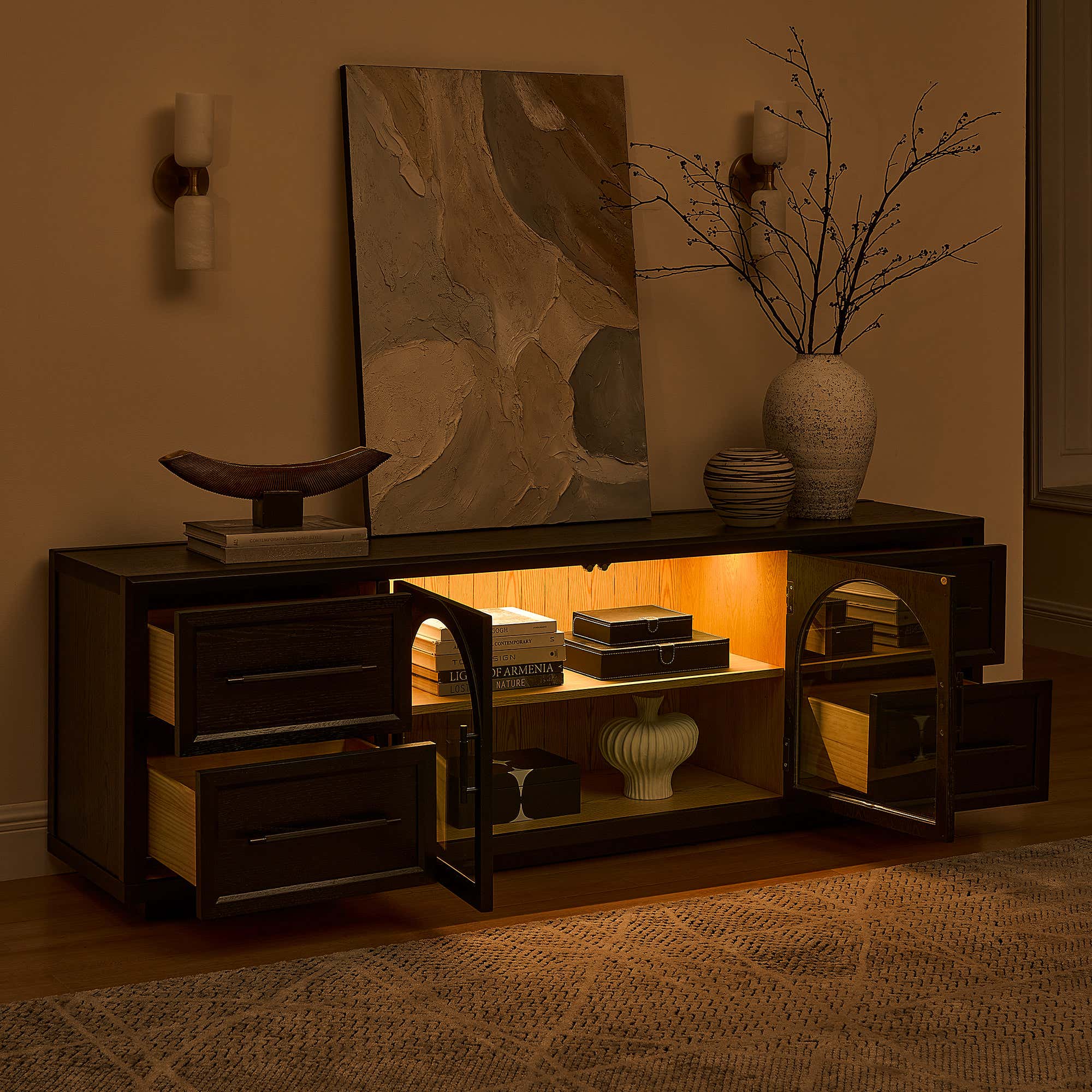 Alvar Oak Media Console 80"W