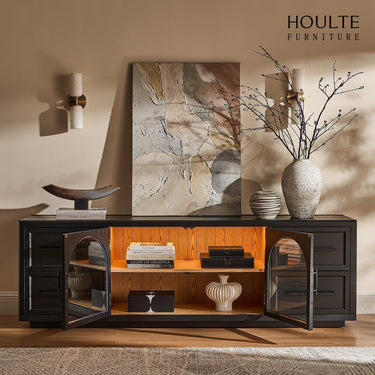 Alvar Oak Media Console and  64" Sideboard