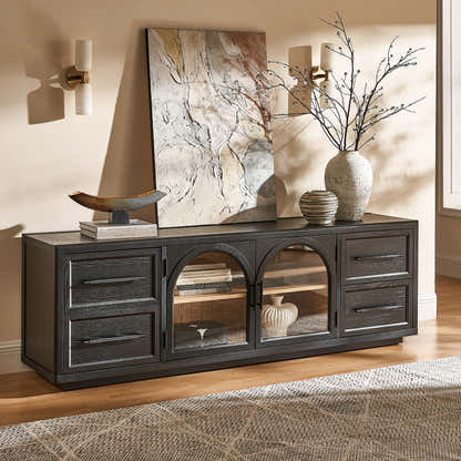 Alvar Oak Media Console and Sideboard Set