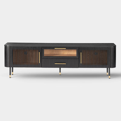 Ewan Oak Media Console and Cabinet Set
