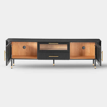 Ewan Oak Media Console and Cabinet Set